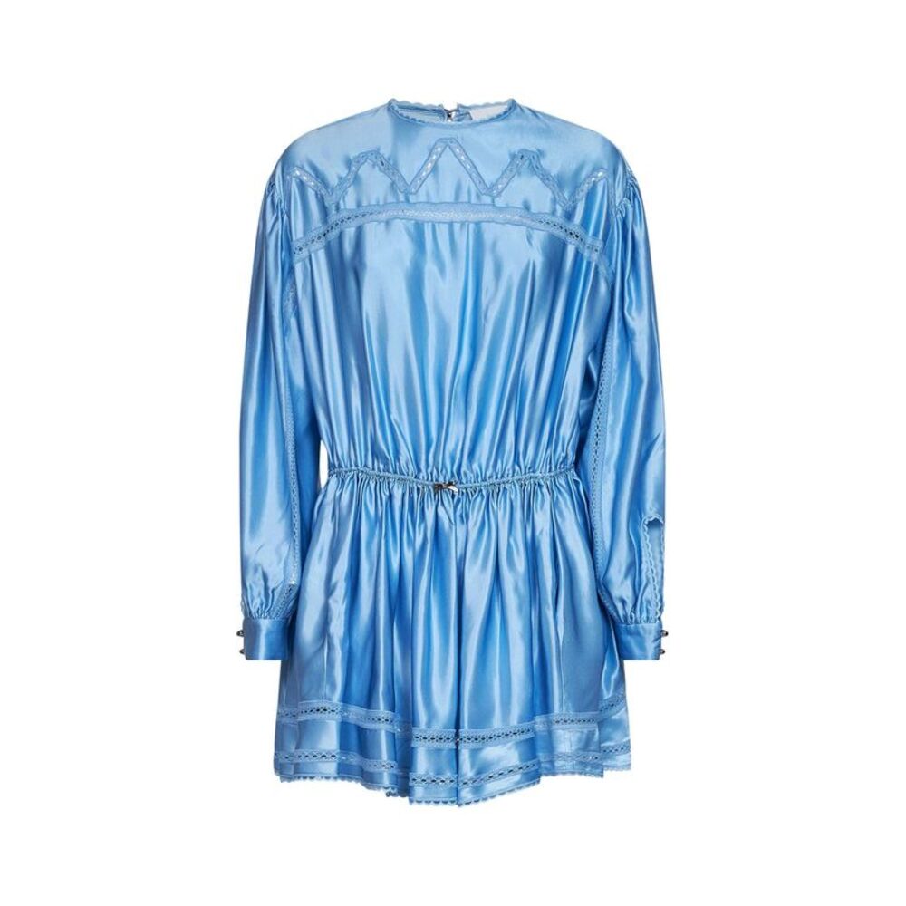 Rabanne Women Sunset Blue Viscose And Silk Satin Mini Dress With Lace